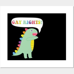 Gay Rights Rainbow Dinosaur Posters and Art